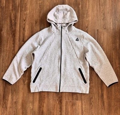 reebok mens hoodie 3XL Gray Cotton Blend Athelete Full Zip 2