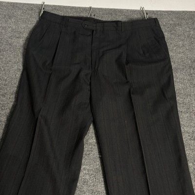 Vintage Christian Dior Suit Mens 46L 44x32 Charcoal Gray Pinstripe Wool 2 Piece 15
