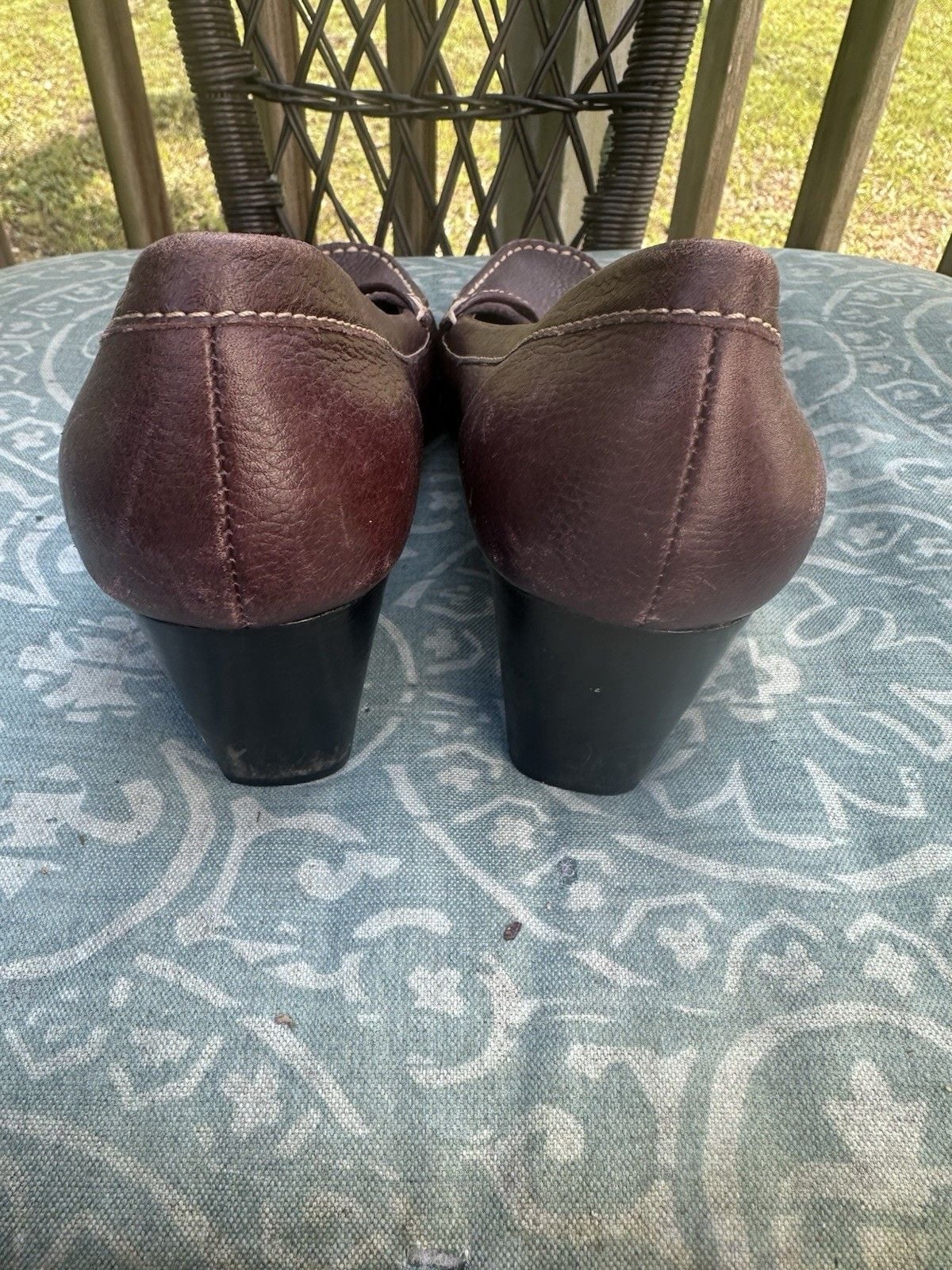 VINTAGE Lakrizia Women's Brown Leather Heels Square Toe EU 39 US 8.5 6