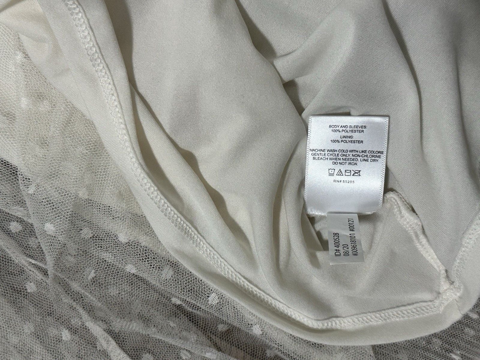 Express Ivory Tulle Ruffle Avant Garde Top Maximalist Polka Dot Size M Women's 14