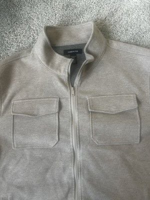 Kenneth Cole Full Zip Stand Collar Jacket - Beige w/ Chest Pockets - Men's XXL 2