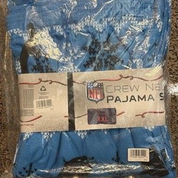 FOCO NFL Men's Carolina Panthers Ugly Holiday Pattern Pajamas Set XXL NWT Sealed