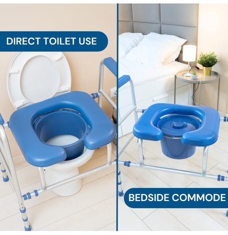 Bedside Commode Chair Portable Potty Toilet Riser Padded Seat 3