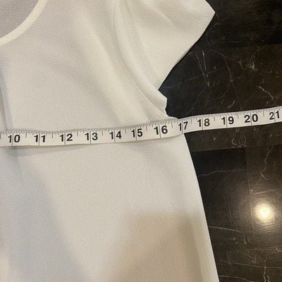 Women's White Round-Neck Tulip Sleeve Blouse Top Small 5