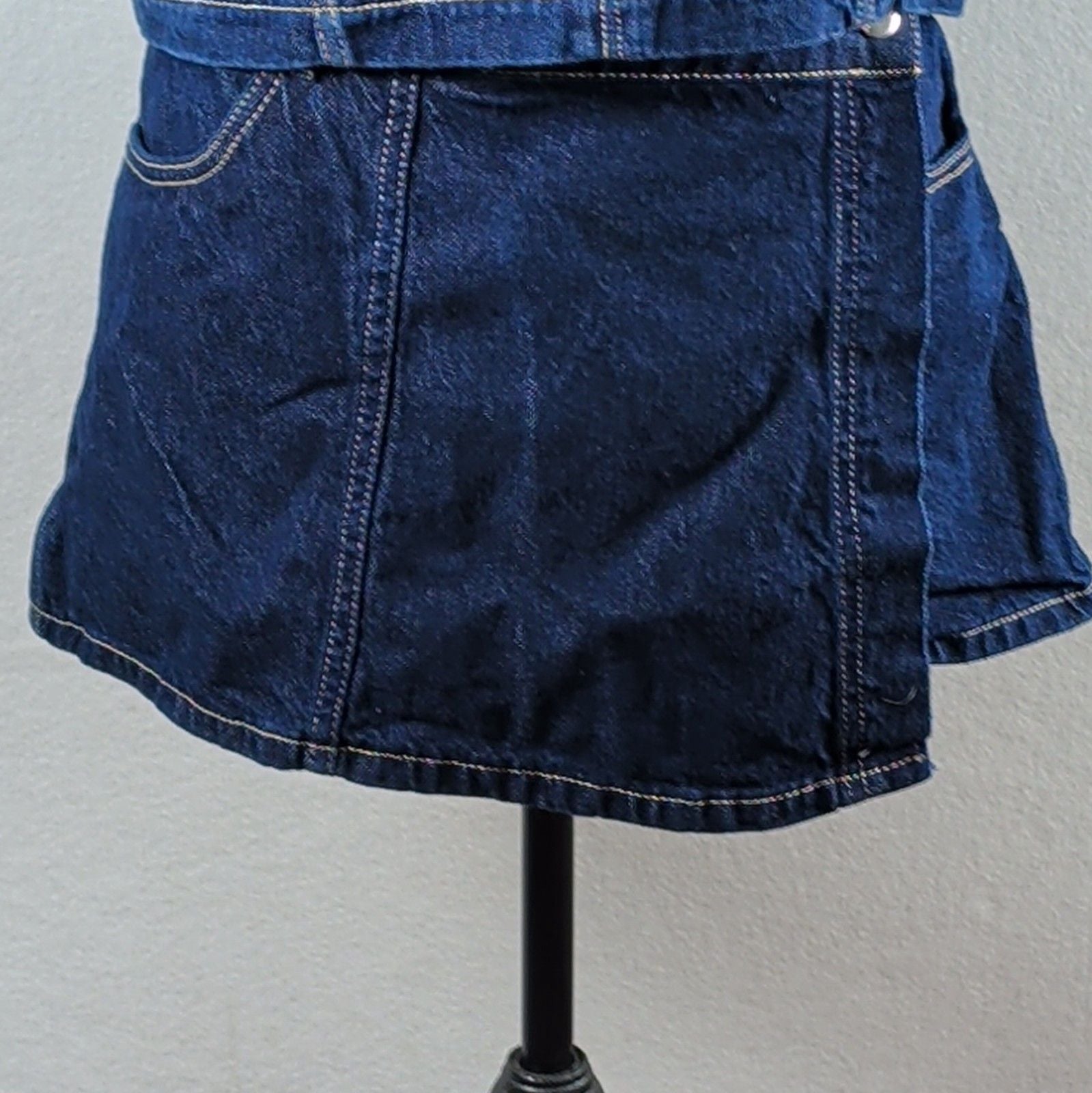 Zara Denim Two Piece Set Crop Shirt Small Wrap Skort Medium Z1975 Co Ord Blue 5