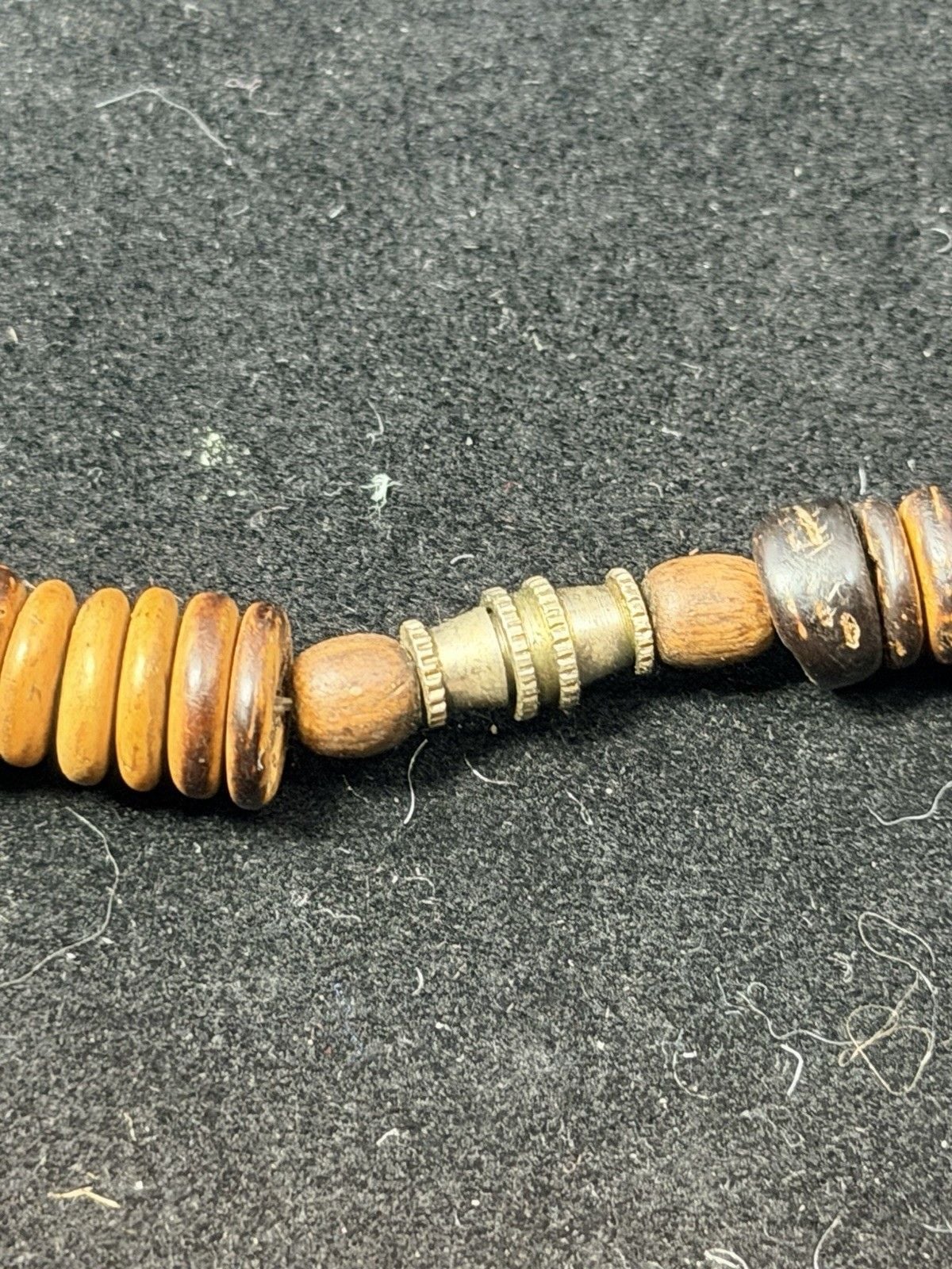 Vtg Boho Natural Coconut Shell Disc Heishi Bead Wooden Tribal Statement Necklace 9
