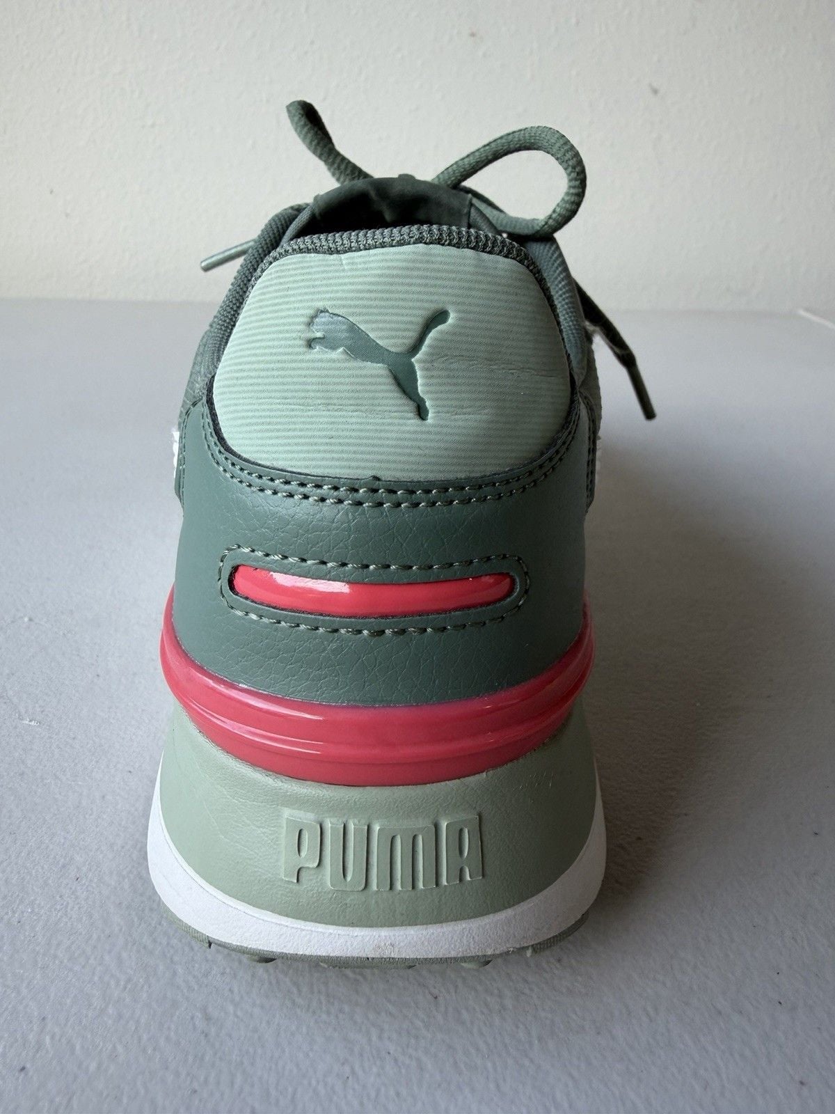 PUMA Women’s SoftFoam+ Low Top Lace-Up Sneakers Green White Pink 4