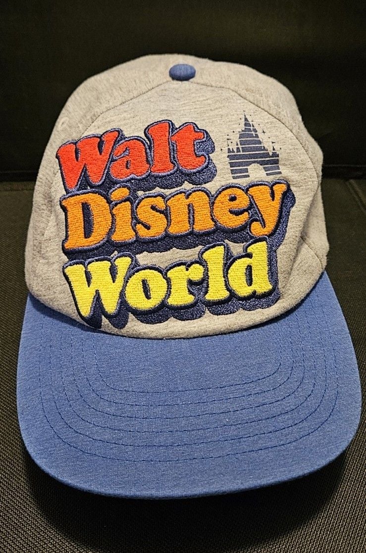 Walt Disney World Snapback Hat Gray Blue Embroidered Logo Baseball Cap Disney Parks 2