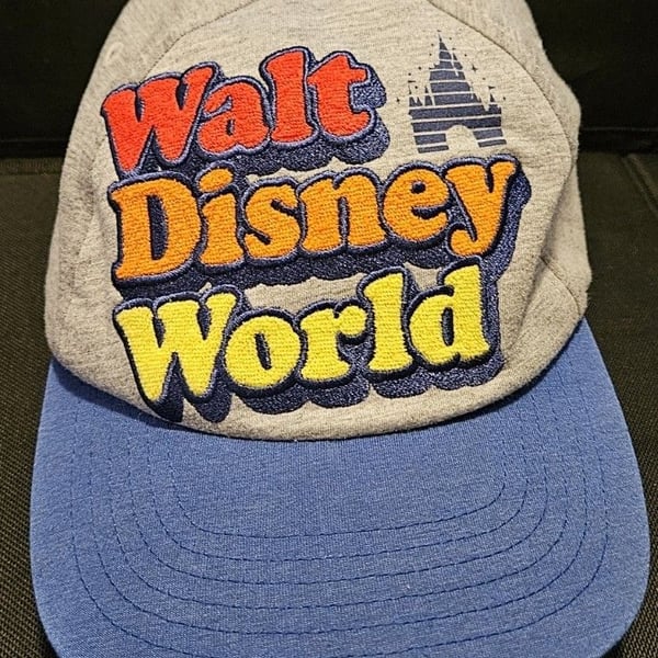 Walt Disney World Snapback Hat Gray Blue Embroidered Logo Baseball Cap Disney Parks