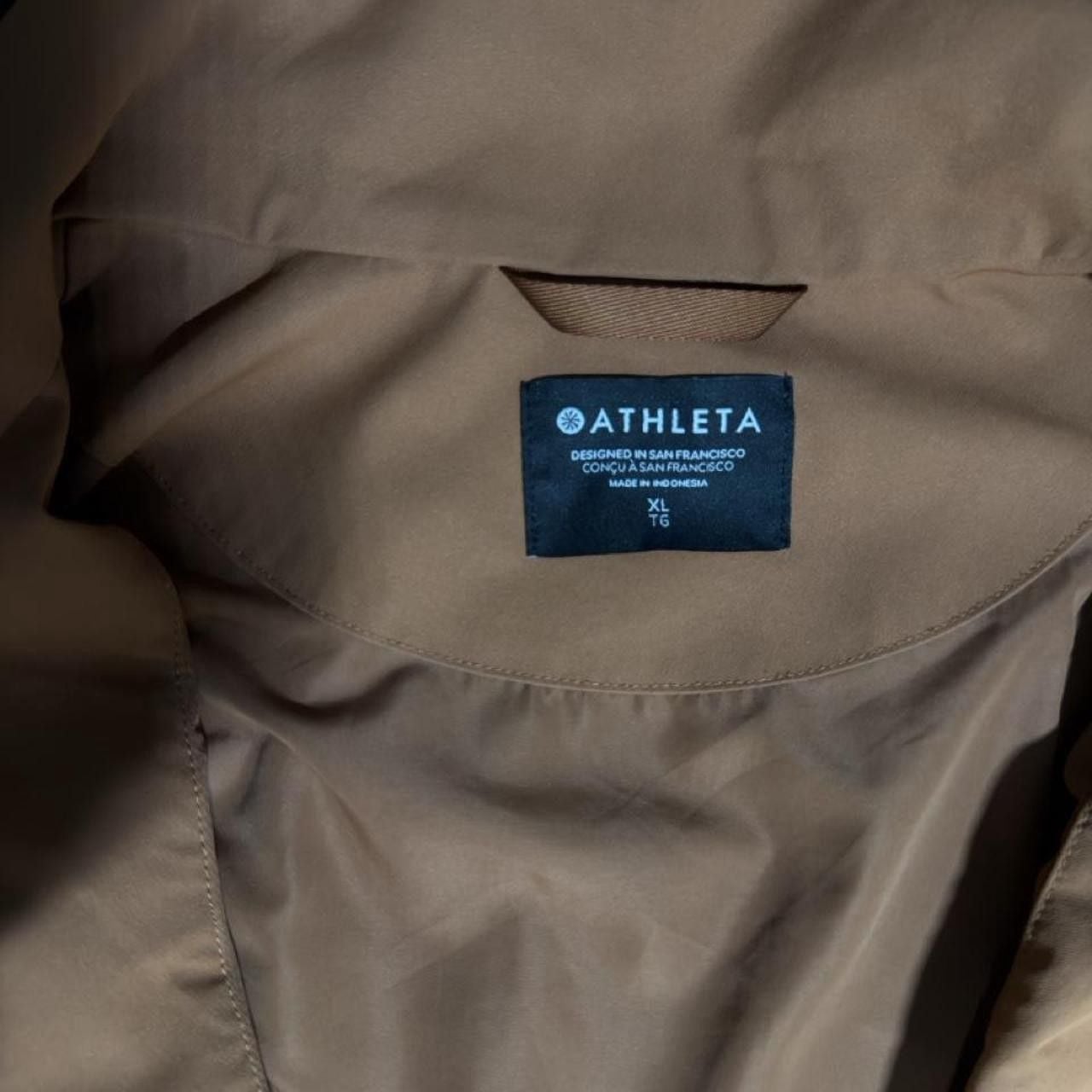 Athleta brown polyester raincoat with hood, size XL #athletic #outdoor 8