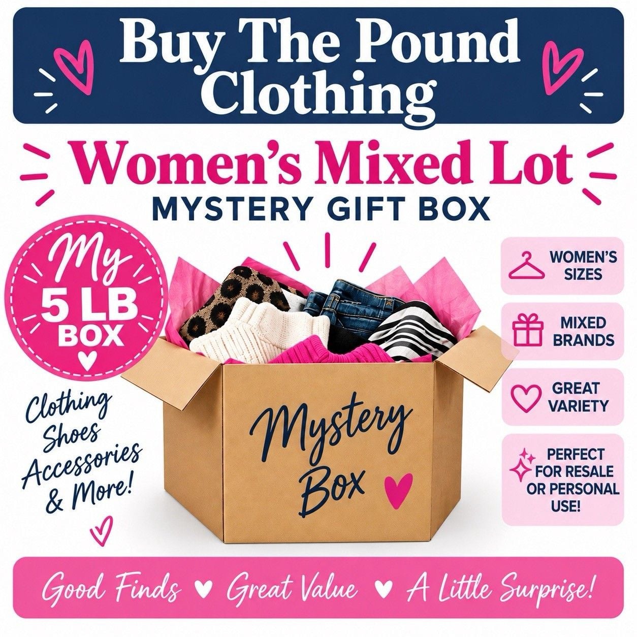 5 LB Women’s Clothing Mystery Box Mixed Brands Reseller 8-12 Pieces Girls Gift 1