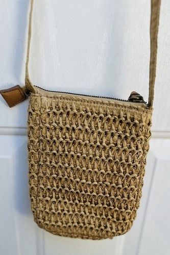 NWOT Sonoma Goods For Life Rectangular Straw Crossbody Boho Minimalist Resort 9