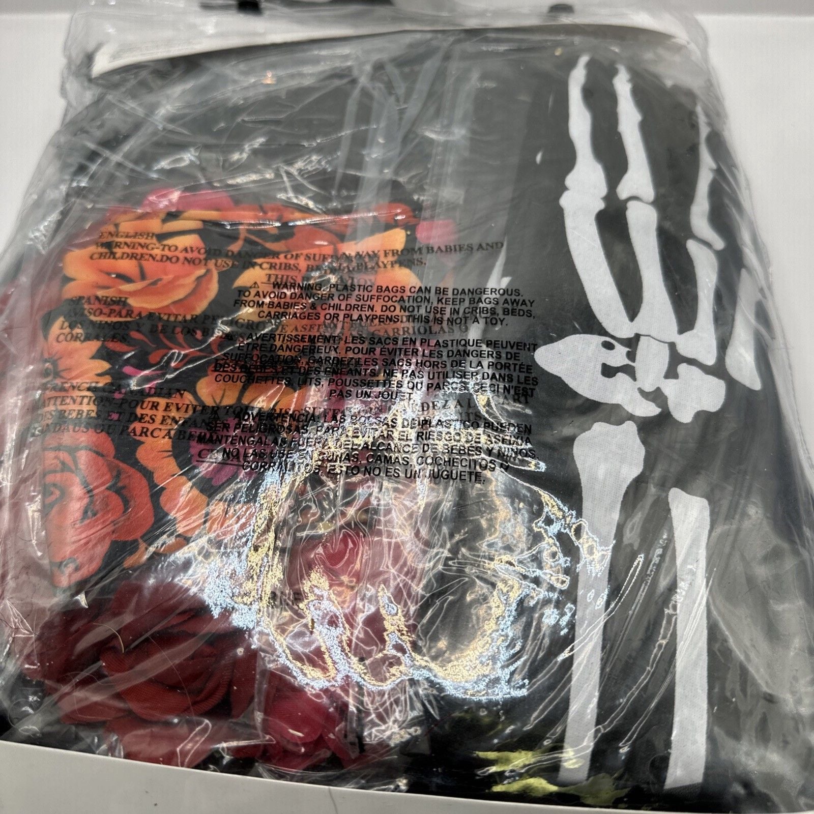 New Day Of The Dead Skeleton Costume Gloves Adult XL Women Dress Halloween 4