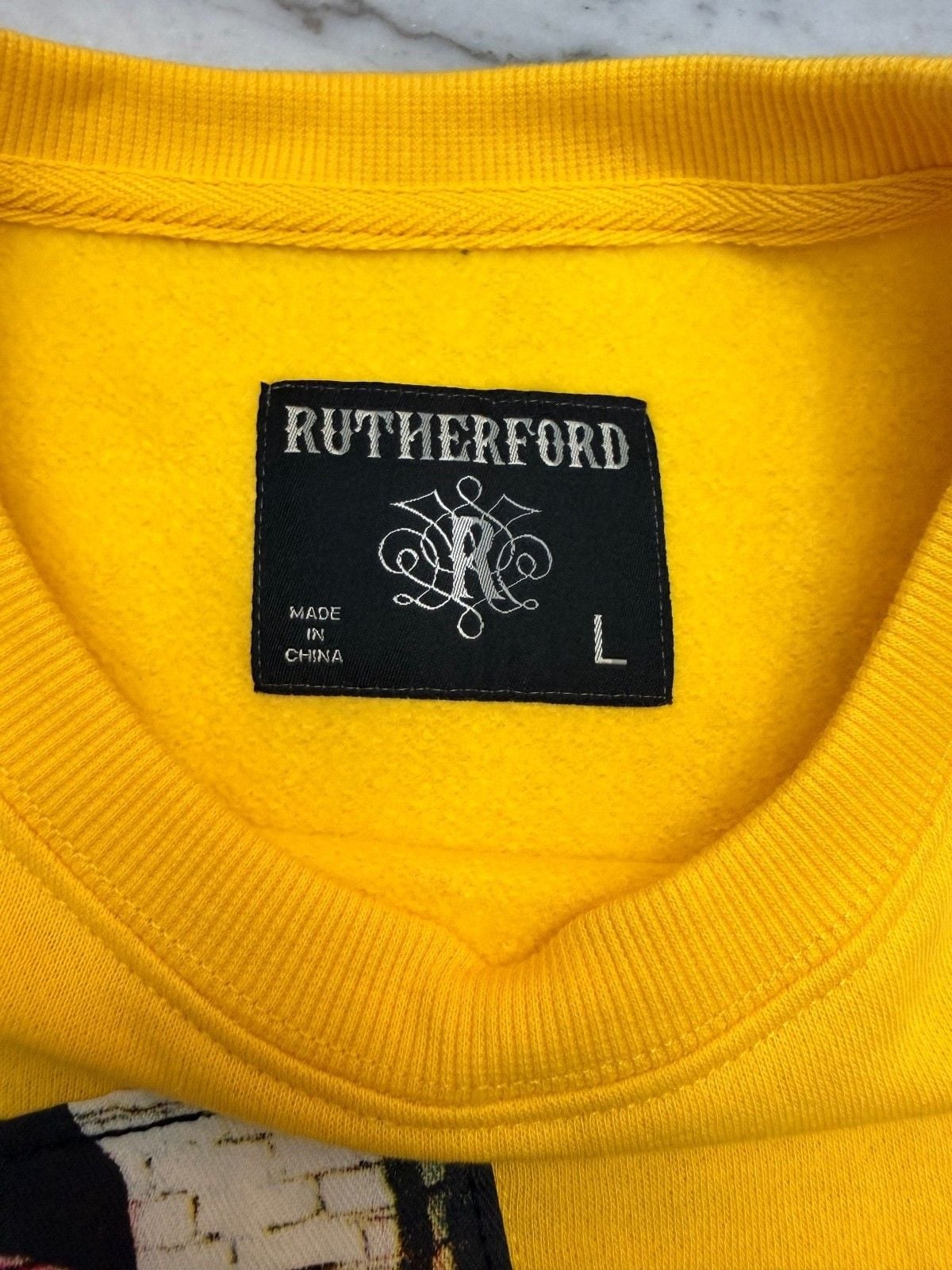 Rutherford Yellow Graphic Sweatshirt with Pop Art Print, Size L 6