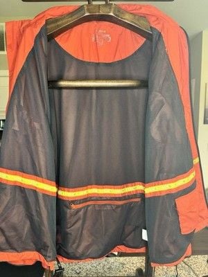 Izod Mens Windbreaker Size XL Full Zip Orange Jacket Rain Coat 7