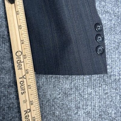 Vintage Christian Dior Suit Mens 46L 44x32 Charcoal Gray Pinstripe Wool 2 Piece 12