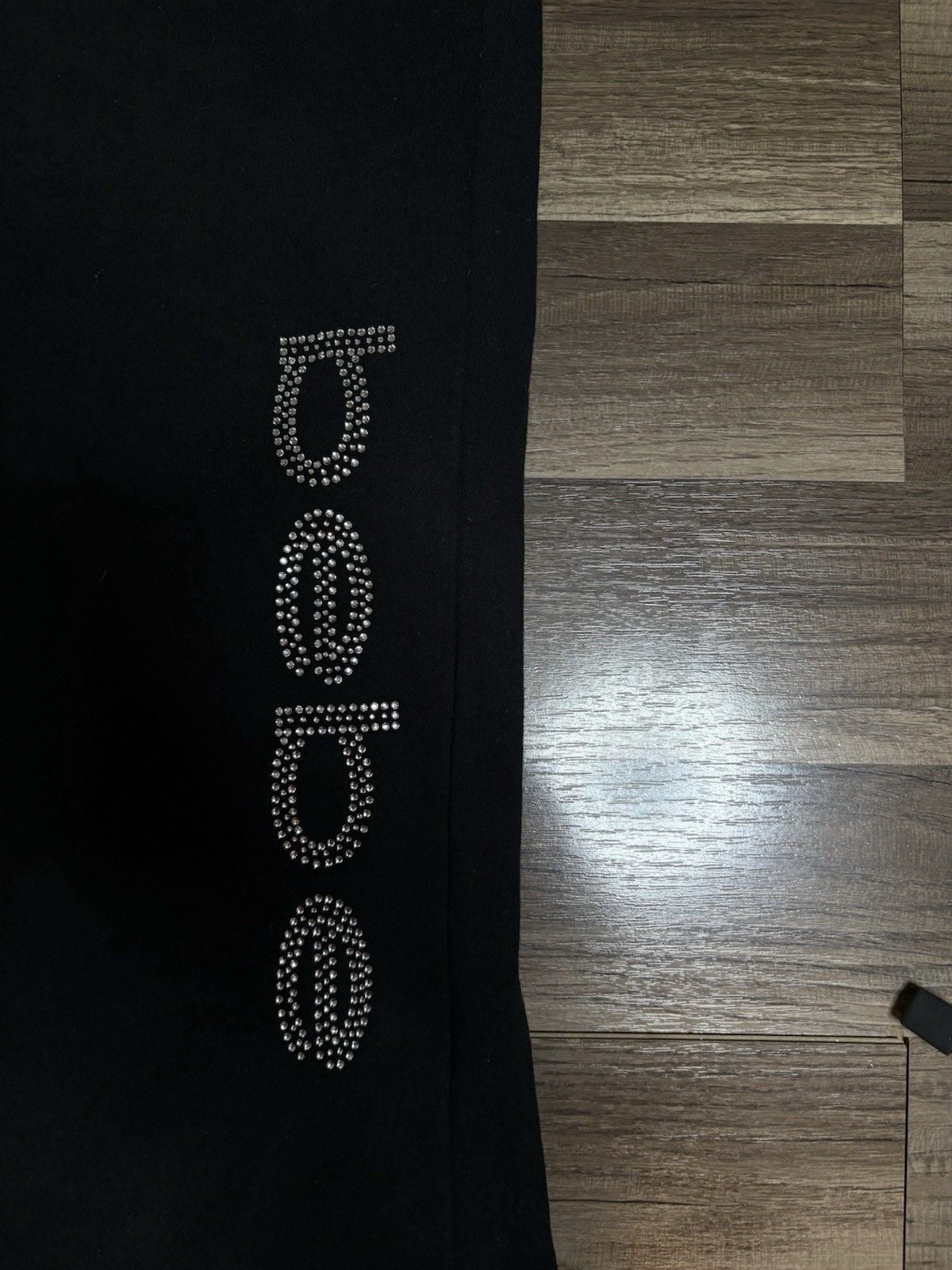 Bebe Black Rhinestone Logo Joggers Open Bottom Women's Size Medium 3