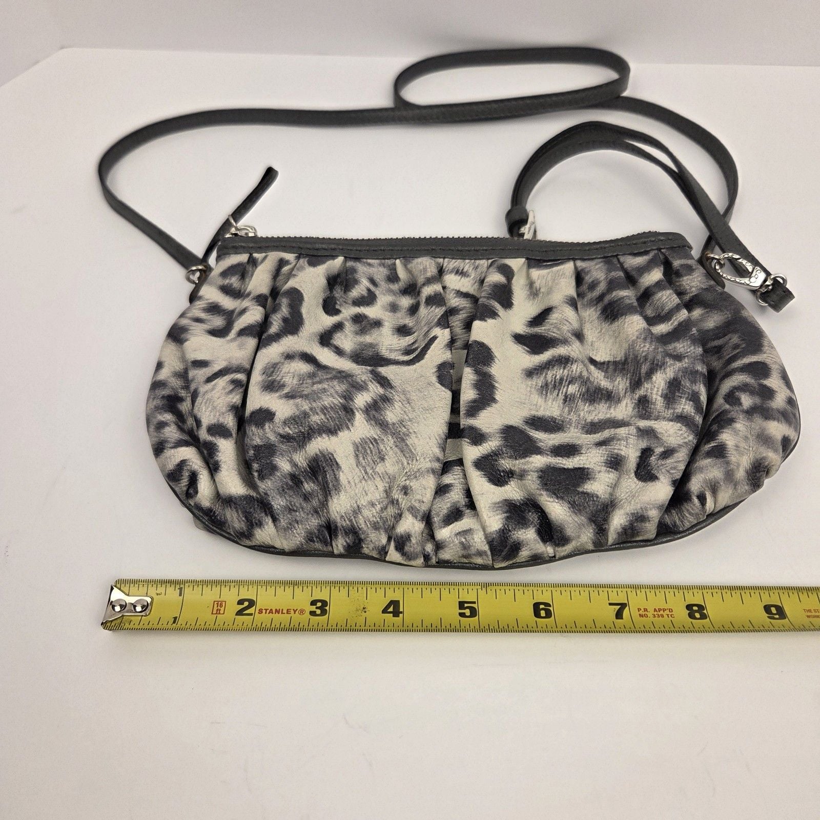 BRIGHTON Cosmo Cat Crossbody Clutch Mini Bag Grey Snow Leopard Animal Print 6