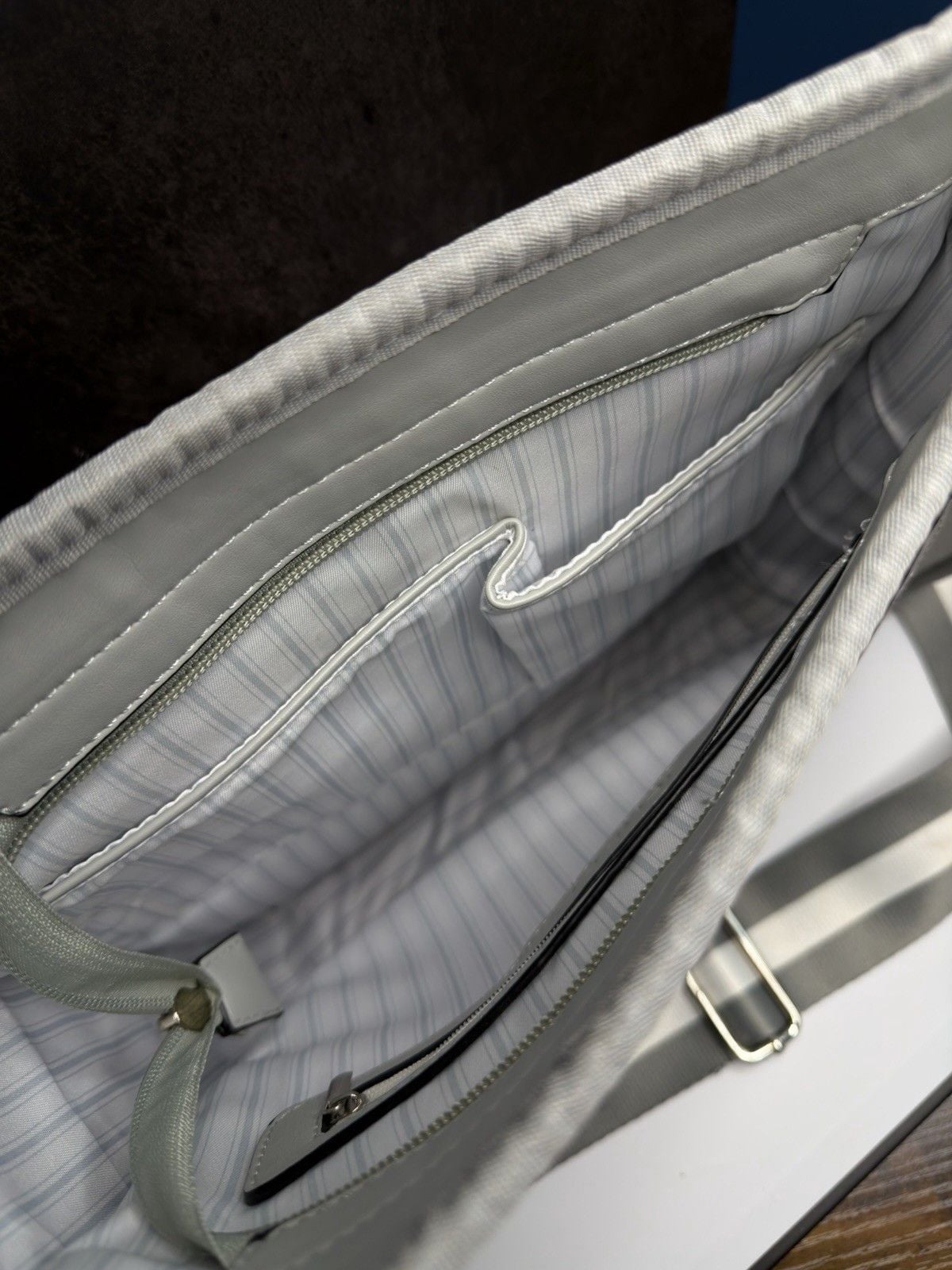 Gray & White Satchel Side Bag with Adjustable Strap 3