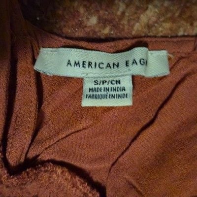 American Eagle Embroidered Smocked Wide Leg Jumpsuit Rust Terracotta Boho Small 5
