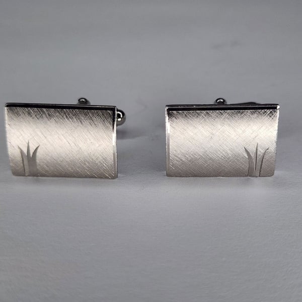 Vintage Anson Sterling Silver Cufflinks Blank No Monogram Brushed Rectangle...
