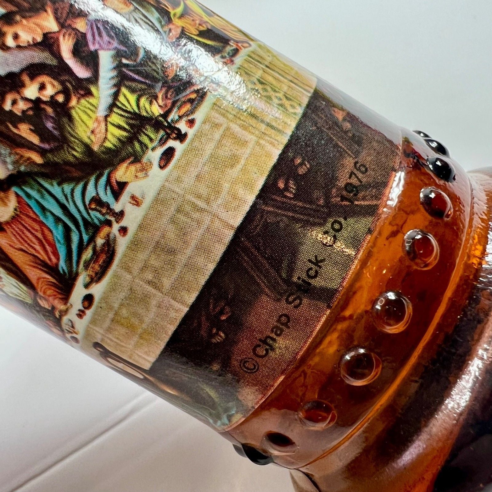 Vintage Chap Stick 1976 Amber Glass Mini Oil Lamp "The Last Supper" Hong Kong 17