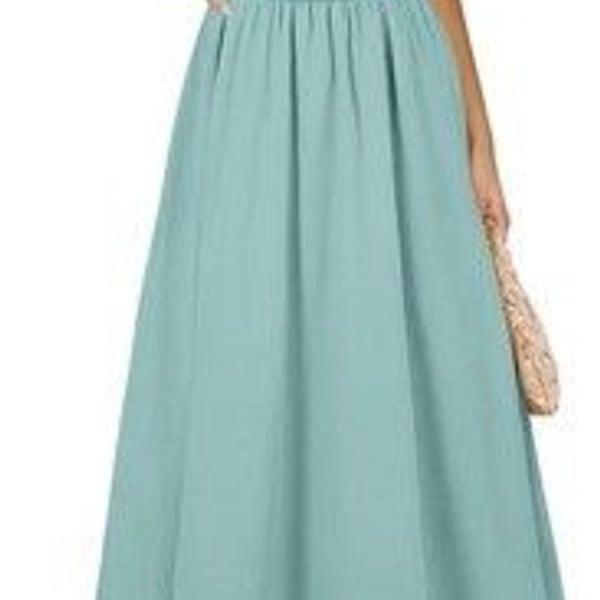 AlvaQ Women Dress Spring Summer Puff Sleeve Midi Dress High Waist Ruffle-SIZE L