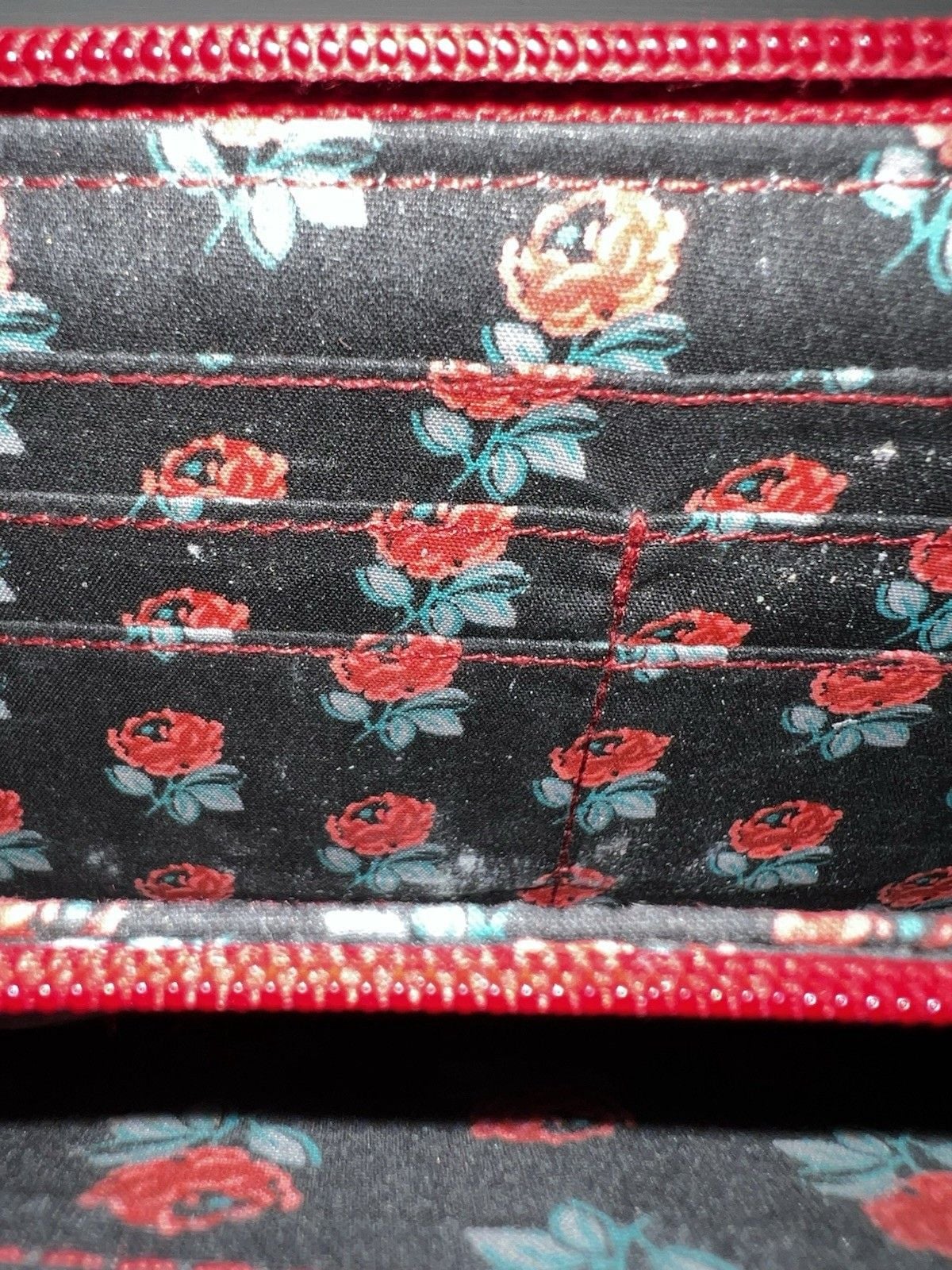 Vera Bradley Red Zip-Around Quilted Wallet, Floral Pattern, Card Organizer 5