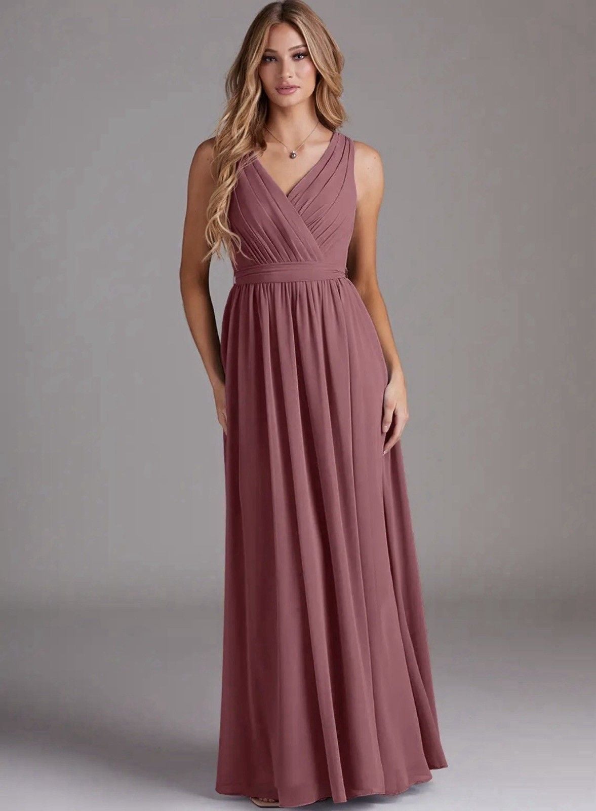 Azazie KingsleyDesert Rose A-Line Lace Chiffon Dress 2