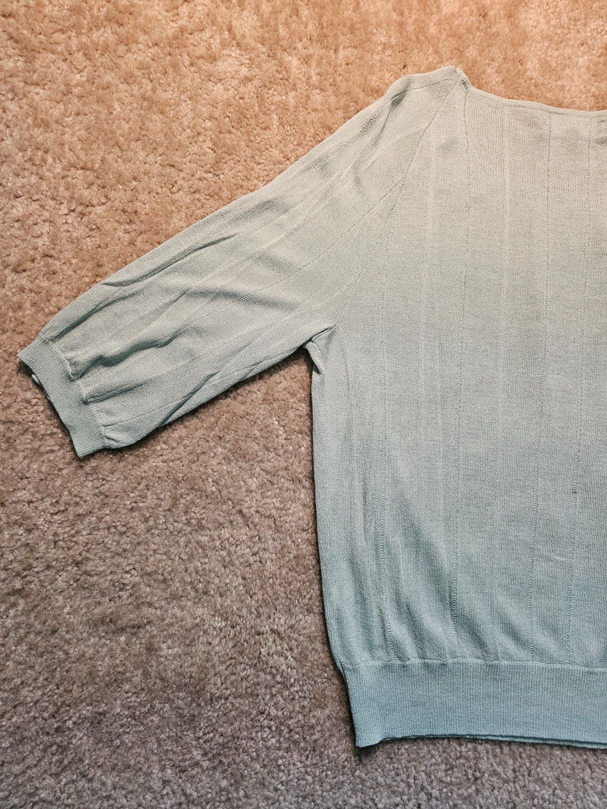 Jones New York Collection Women's L Sage Green 3/4 Sleeve Knit Pullover Sweater 8