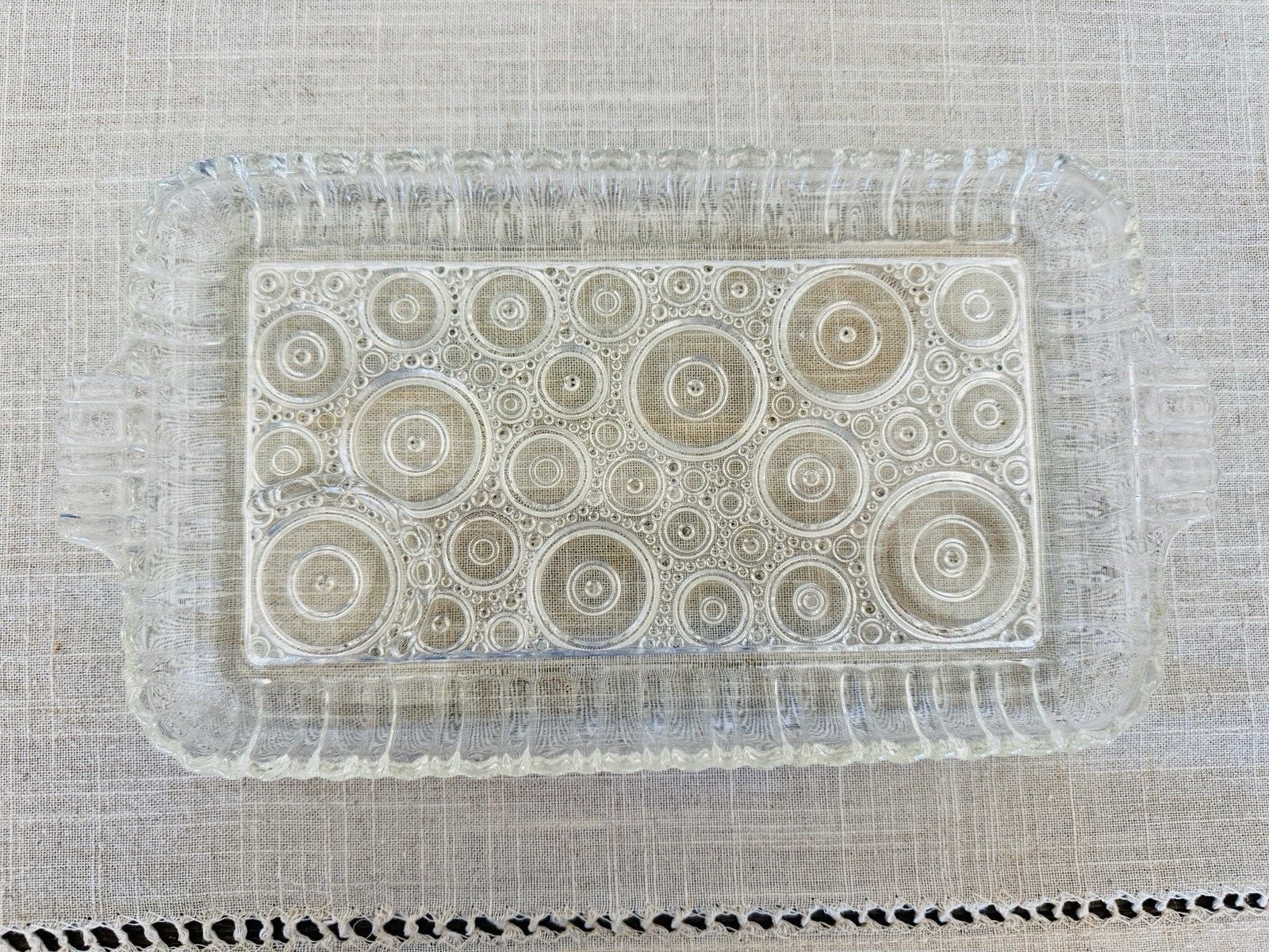 Vintage Anchor Hocking Colonial Lady Glass Snack Tray 1950s Anchorglass MCM 1