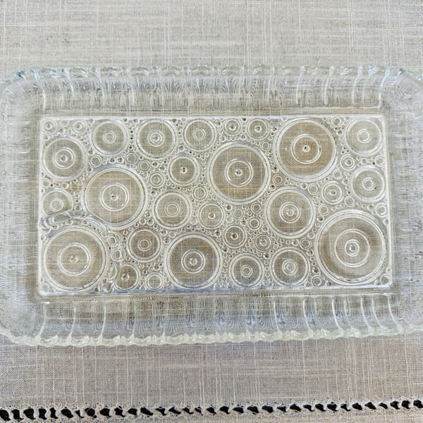 Vintage Anchor Hocking Colonial Lady Glass Snack Tray 1950s Anchorglass MCM