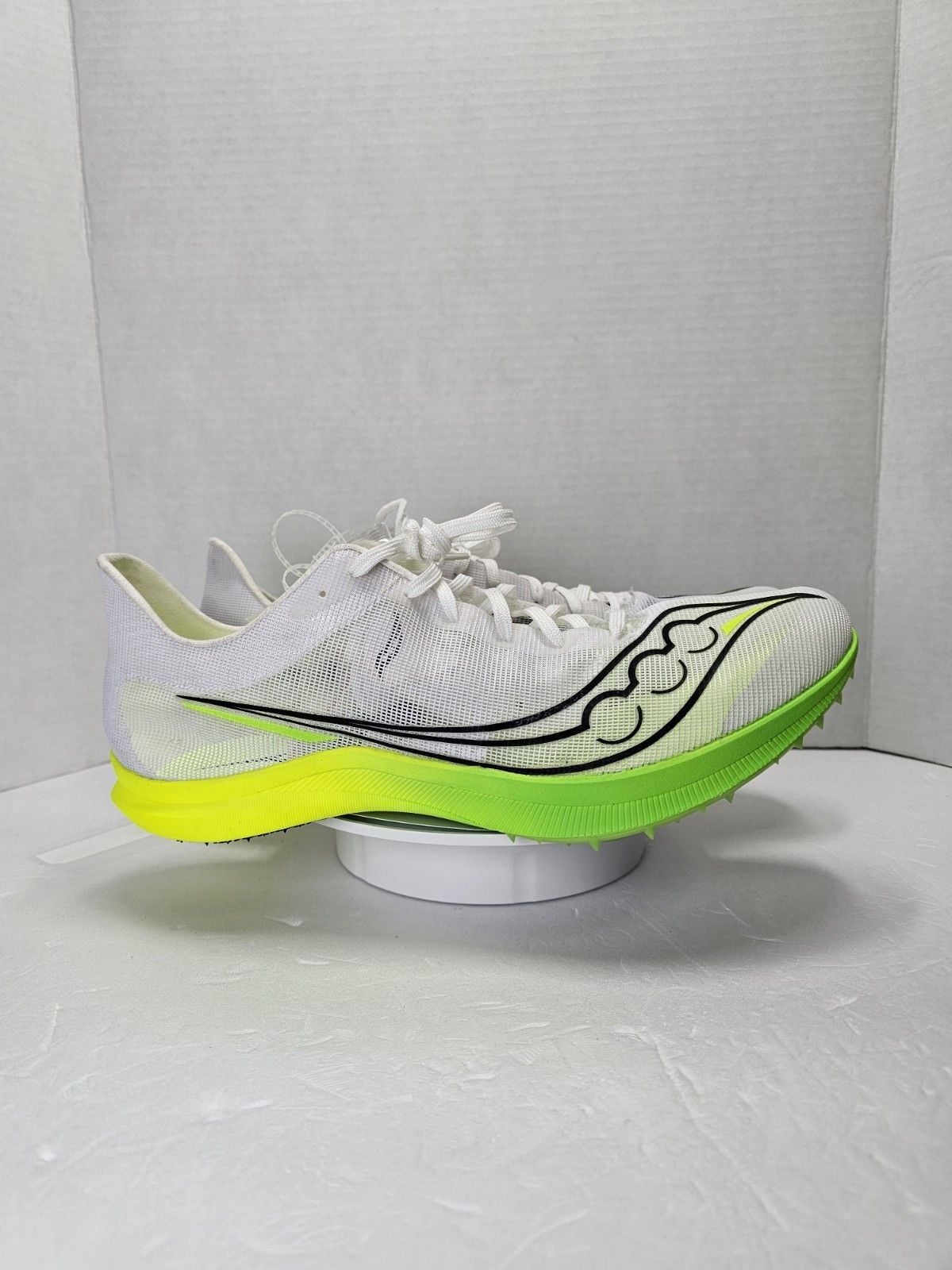 Saucony Endorphin Cheetah Track Spikes Men’s 12 White Slime Racing S29095-01 2