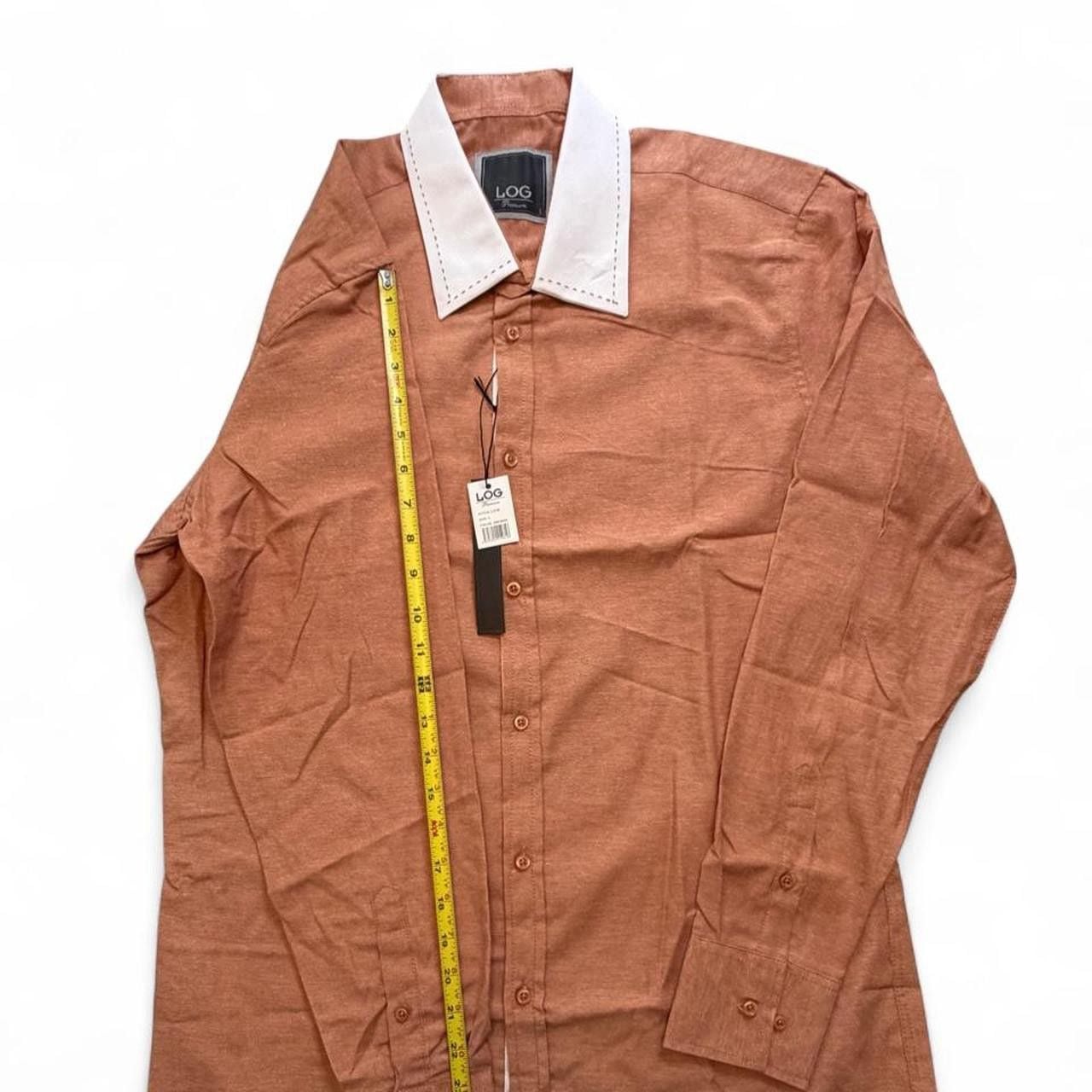 LOG Wear Mens Orange button long sleeve Shirt size large dimensions are in the pictures Brand new with tags 4