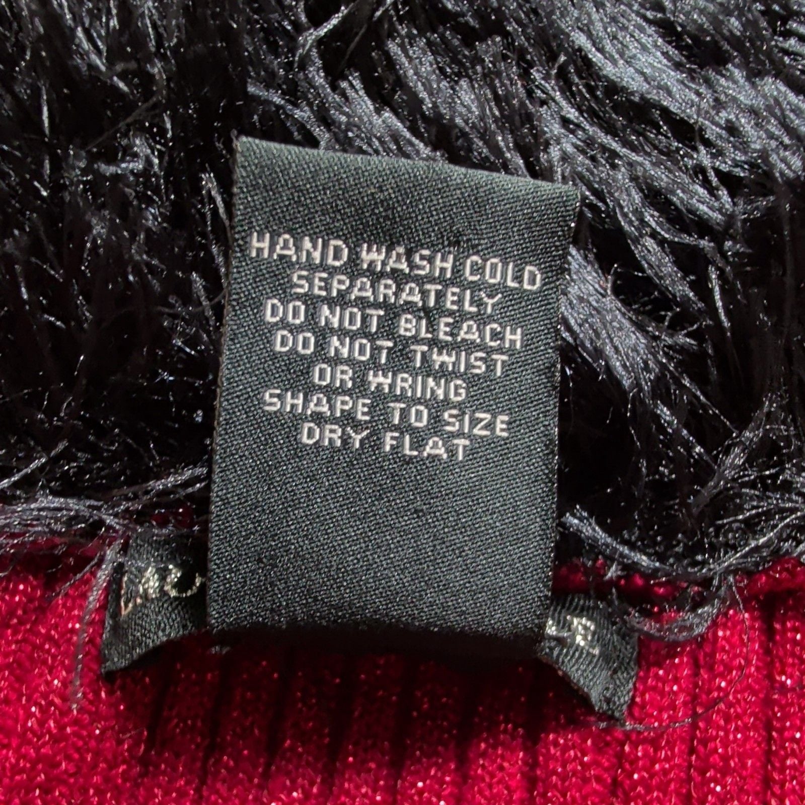 Lauren Michelle Red Black Knit Open Front Faux Fur Trim Cardigan Sweater XL 9