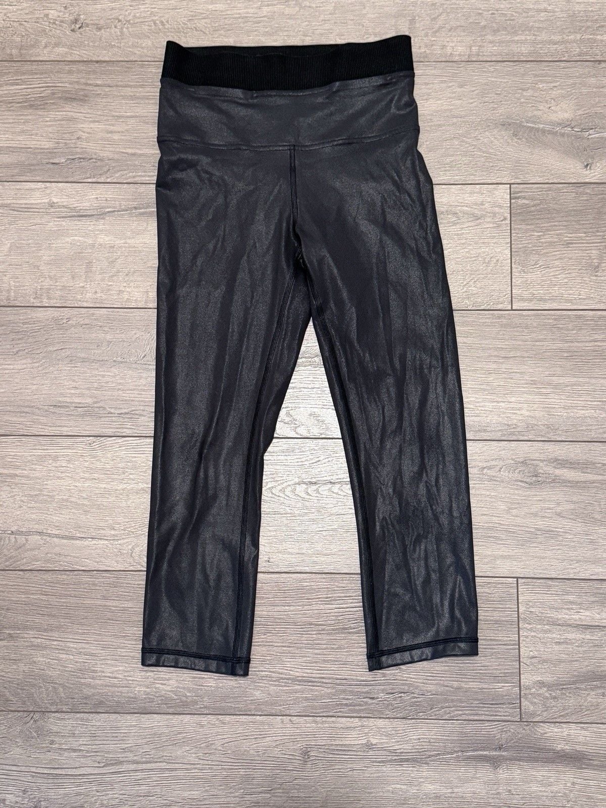 Lululemon Athletica Align Black Faux Leather Leggings Women’s 4 Shine High Rise 2