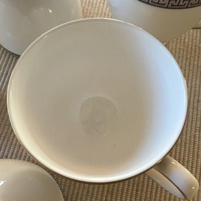 Set of 6 Wedgwood Bone China Cup Blue Greek Key Border Made in England 3