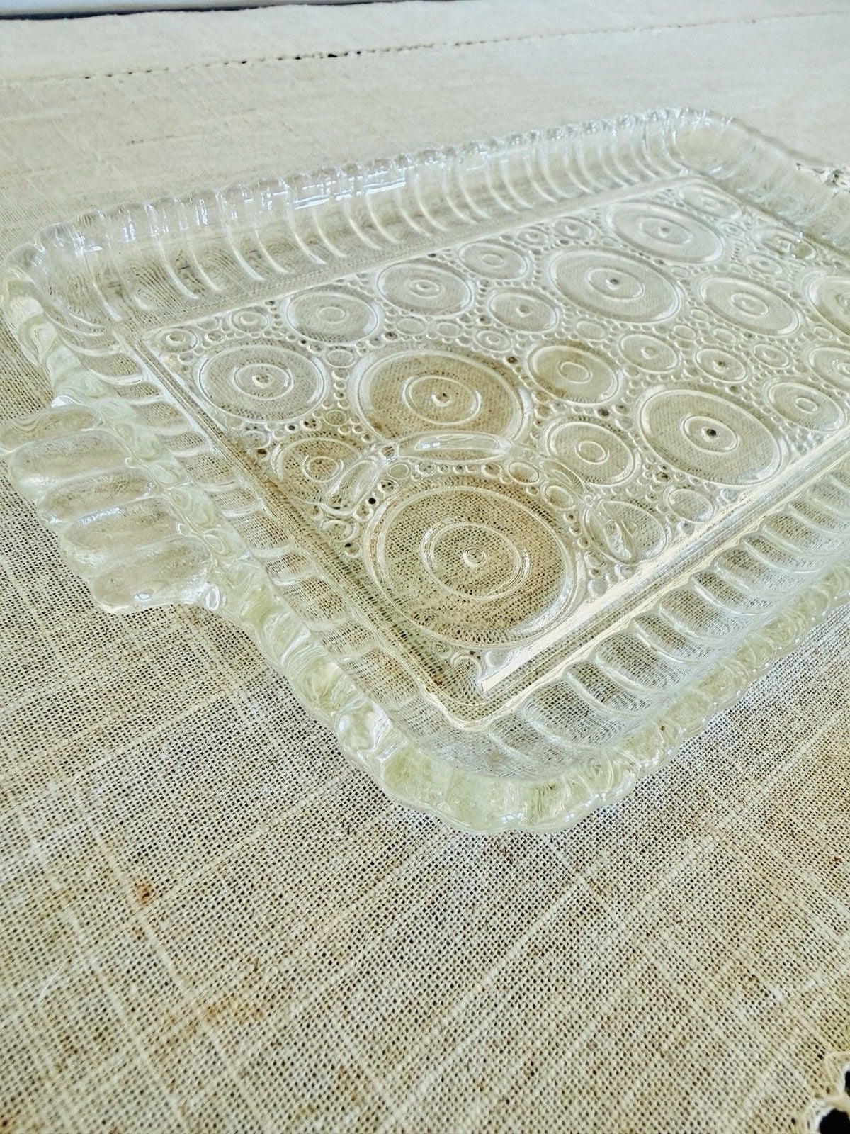 Vintage Anchor Hocking Colonial Lady Glass Snack Tray 1950s Anchorglass MCM 3