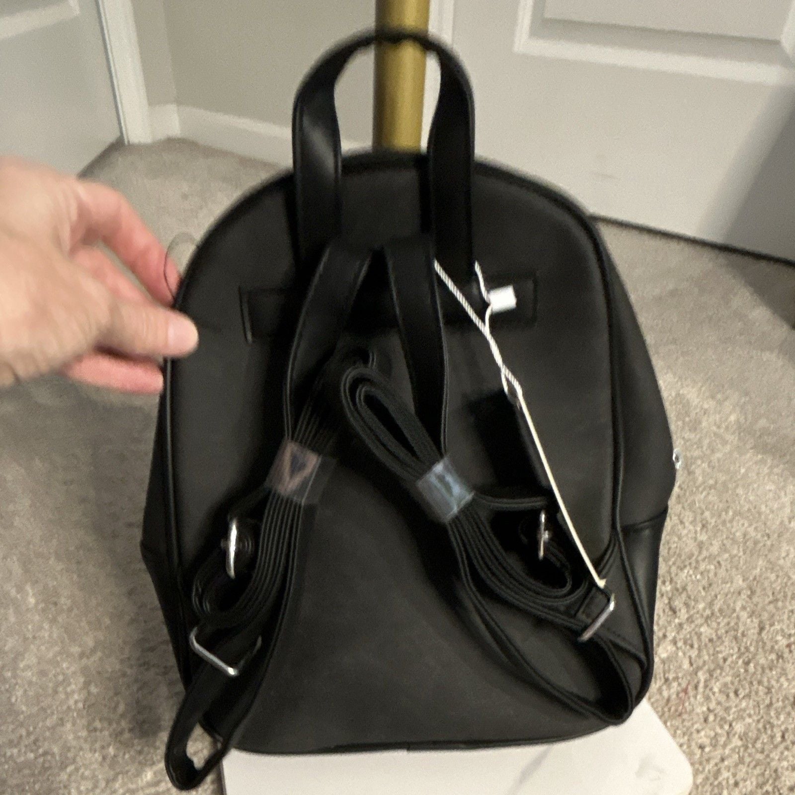 CXL by Christian Lacroix Women’s Black Logo Backpack, Zip, Silver Hardware 4
