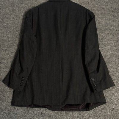 Vintage Christian Dior Suit Mens 46L 44x32 Charcoal Gray Pinstripe Wool 2 Piece 3
