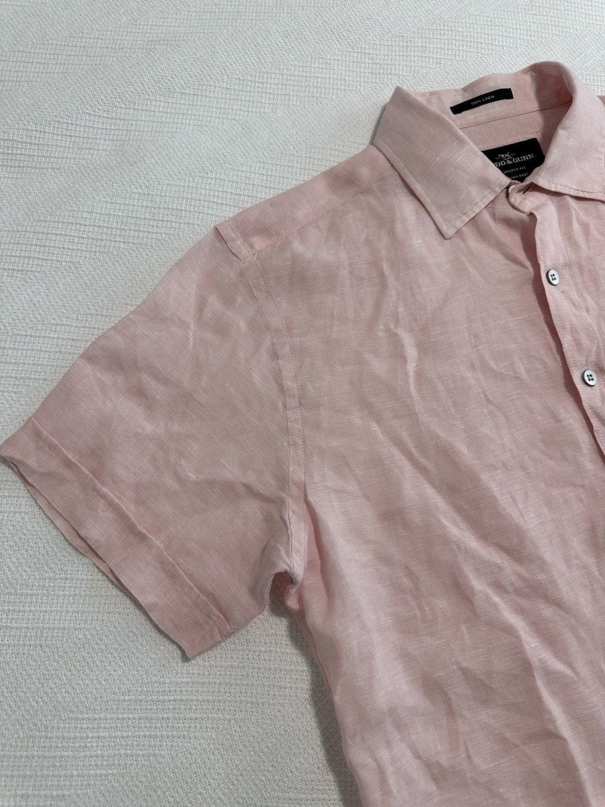 Rodd & Gunn Shirt Mens Pink 100% Linen Short Sleeve Size M 3