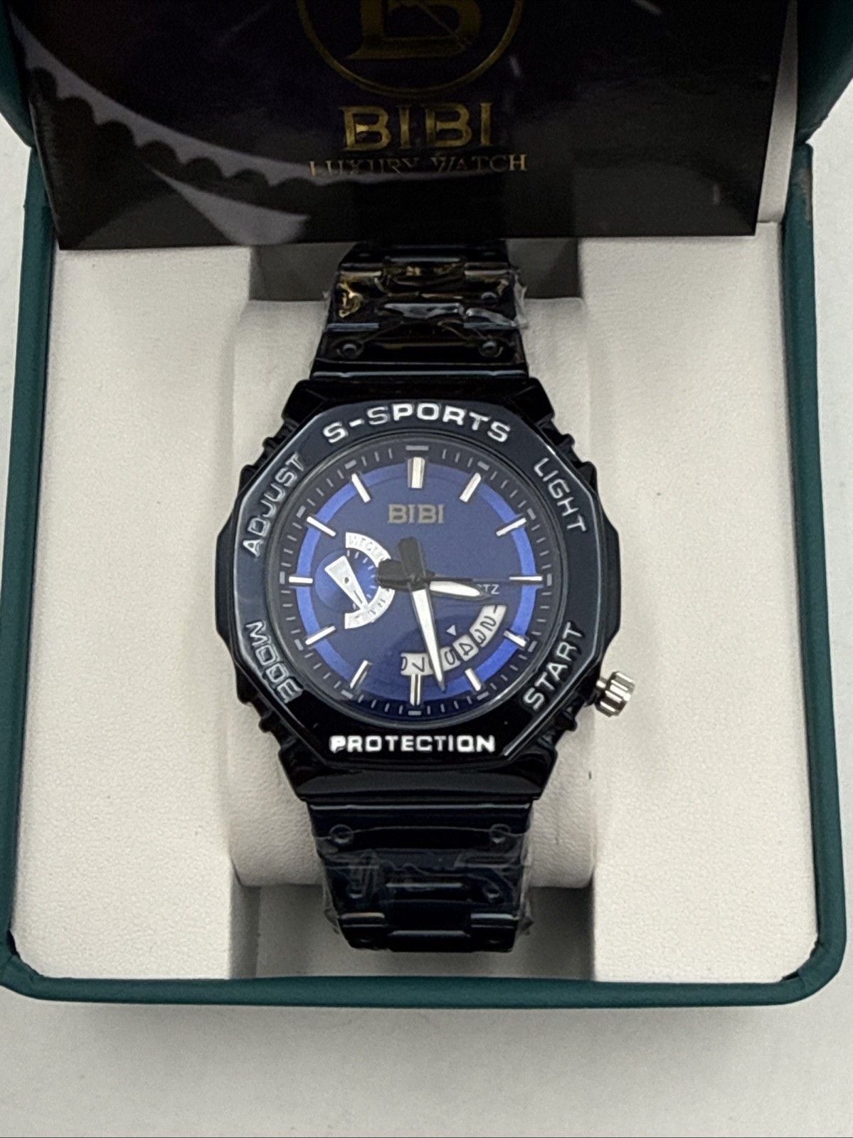 🔥 BIBI B0026 MEN’S WATCH BLUE CASE & BRACELET BLUE DIAL QUARTZ DATE NIB 🔥 3