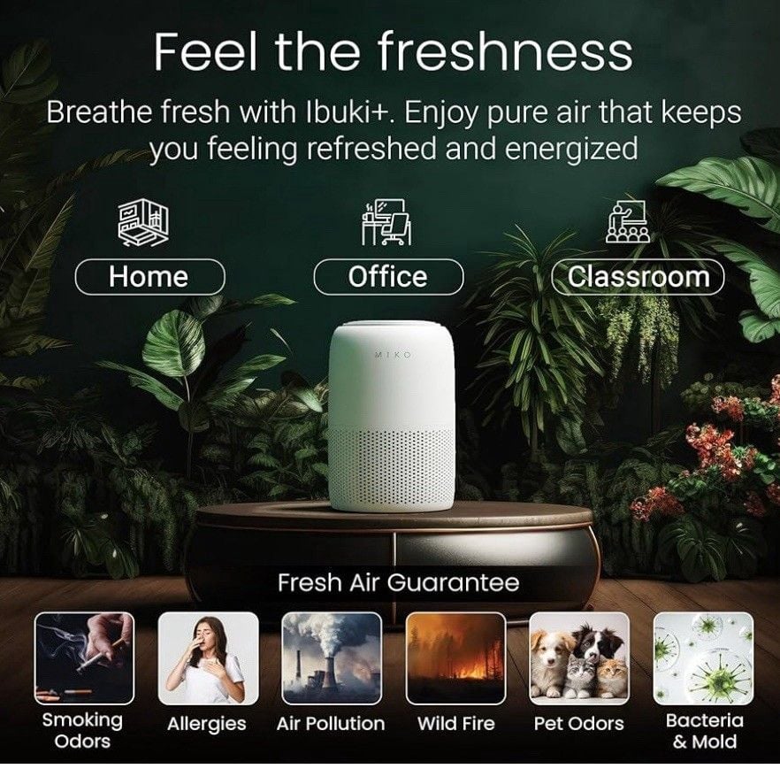 MIKO Smart Air Purifier HEPA Filter WiFi Large Room 1200 Sq Ft Smoke Pet Odor 8
