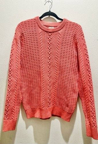 NWT J Crew SZ XL 100% Cotton Cableknit Sweater In Coral GrannyCore Color Of 2024 6