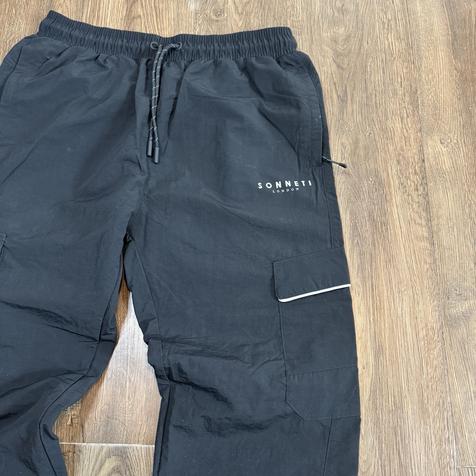 Nylon Crinkle Sonneti London Mens Cargo Joggers Black XL Gym Attire Straight Fit 4
