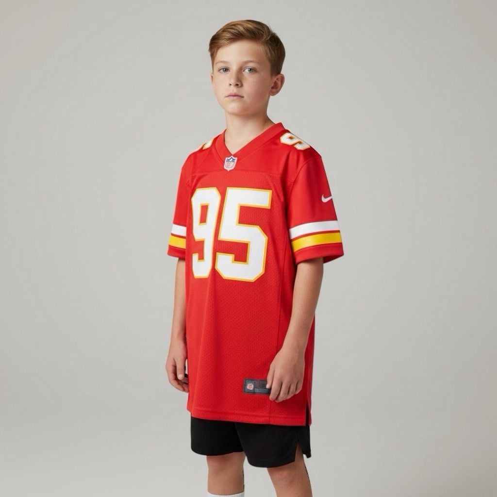 OKIIO Youth Football Stitched T-Shirt Red Medium Jones 4