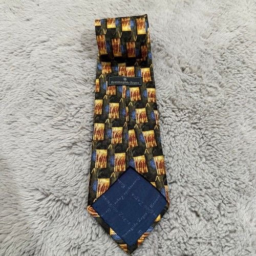 Ermenegildo Zegna Vintage Mens Tie 100% SILK 90's YELLOW Flower 7