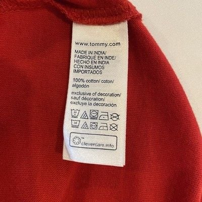 Men's Tommy Hilfiger Red Crew Neck Logo Pullover Sweater Sweatshirt Size Large 9