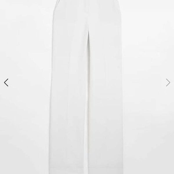 WHBM Luna White Wide Leg Trousers Size 14 Career Minimalist Business 