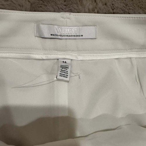 WHBM Luna White Wide Leg Trousers Size 14 Career Minimalist Business  8